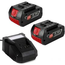 Powerwings - pack de 3) 2X Batterie au lithium professionnelle 18 v 5,0 Ah & Chargeur AL1820CV pour Bosch 2607336092 2607336236 BAT619G BAT619
