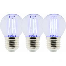 Elexity - Pack de 3 ampoule led Déco filament bleu 3W E27 Sphérique