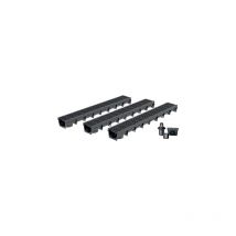 Pack de 3 : Caniveau extérieur avec Grille en Plastique recyclé Noir park - Caniveaux pour terrasse, Piscine, Jardin - Largeur utile 10cm – Passage