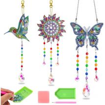 Tuserxln - Pack de 3 carillons éoliens pour enfants avec peinture diamant, ensemble de bricolage, cadeaux pour filles de 5 à 12 ans, idées cadeaux
