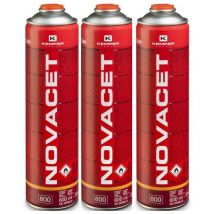 Kemper - Pack de 3 Cartouches de gaz 330gr novacet Butane propane mix 600ml Valve 7/16