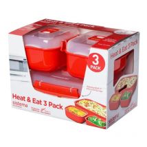 Sistema - Pack de 3 recipientes herméticos para microondas Heat & Eat Microwave