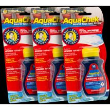 Aquachek - Pack de 3 Tiras analíticas rojo para bromo, dureza, alcalinidad y pH.
