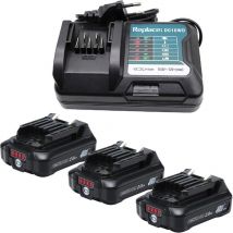 Powerwings - pack de 4) 3X Batteries+Chargeur pour Makita 12 v 2,0 Ah BL1021B BL1016 Bl1041B Batterie Li-ION DF031D DF0331D TD110D JR103D JR105D