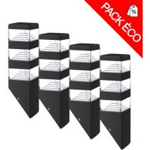 Lumihome - Pack de 4 appliques Pyramide Inox 48 led smd 12W finition Noir