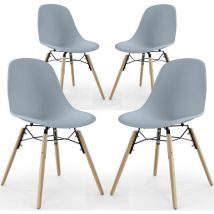 Privatefloor - Chaise de Salle à Manger - Design Scandinave - Pieds en Bois - Lot de 4 - Skögur Gris clair