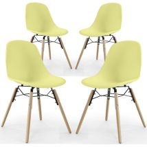 Privatefloor - Chaise de Salle à Manger - Design Scandinave - Pieds en Bois - Lot de 4 - Skögur Jaune pâle