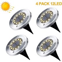 Pack de 4 luces solares para jardín, 12 focos led, blanco cálido, IP65 - RWLighting & Lighting / Iluminación exterior