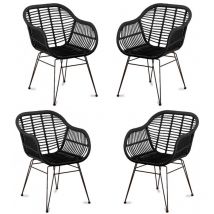 Nest Dream - Pack de 4 sillas de comedor de - Midi - Ratán oscuro