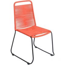 Lolahome - Pack de 4 sillas de jardín Antea apilables ergonómicas de Cuerda y Acero Coral -