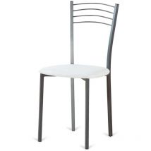 Pack de 4 sillas Cádiz de metal tapizado en blanco. 46 cm(ancho ) 86 cm(altura) 43 cm(fondo)