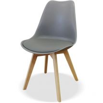Hm-actually - Pack de 4 sillas modelo Osaka tapizadas en polipiel gris, 83cm(alto) 50cm(ancho) 52cm(largo)