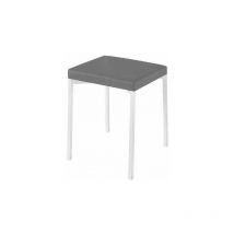 Hispanohogar - Pack de 4 taburetes bajos tapizado en polipiel gris, 47cm(alto) 40cm(ancho) 40cm(largo)