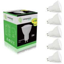 Pack de 5 Ampoules Led GU10 5W Blanc Chaud 3000K eq. 50W Halogène 120°