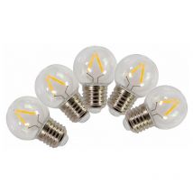 Tibelec - Juego de 5 bombillas led de filamento transparente E27 130 Lm 18 w