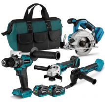 Onevan - Pack de 5 plusieurs outils électroportatifs,Multi Tool + Perceuse à percussion + Scie circulaire 125 + Meuleuse d'angle 125mm+ Deux