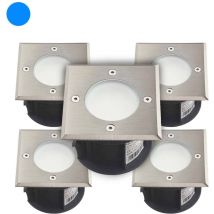 Pack de 5 Spots Encastrables Sol DC12V 2W Étanche IP67 Carré - Bleu percage 85mm