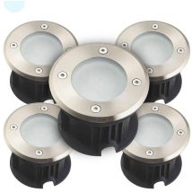 Leclubled - Pack de 5 Spots Encastrables Sol Blanc du Jour 6500K DC12V 2W 110lm Étanche IP67 Rond - perçage 85mm Diffuseur Dépoli
