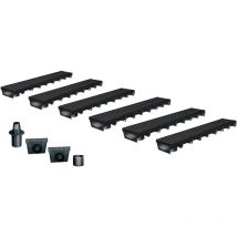 MEA - Pack de 6 : Caniveau Extérieur avec Grille passerelle Polyamide Classe B125 park - Caniveaux pour Terrasse, Piscine, Jardin - Largeur Utile 10cm