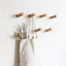 Jusch - Pack de 6 patères murales rondes en bois, patères murales en bois