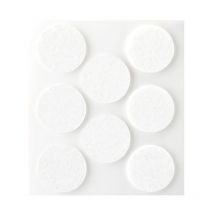 Pack de 8 patins en feutre blanc synthetiques adhesifs diametre 27mm plasfix Inofix