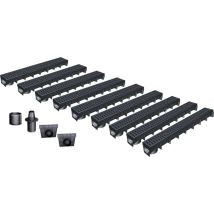 MEA - Pack de 9 : Caniveau Extérieur avec Grille passerelle Polyamide Classe B125 park - Caniveaux pour Terrasse, Piscine, Jardin - Largeur Utile 10cm