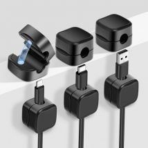 Pack de clips de câble magnétiques, support de câble autocollant pour bureau, table de nuit, câbles de charge, HDMI, USB, audio, noir
