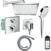 Hansgrohe - Pack de douche encastré thermostatique Ecostat Square chromé + nettoyant Briochin