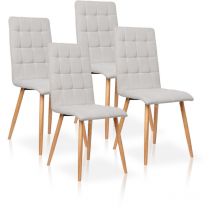 La Silla Española - Pack de quatre chaises de salle à manger de style contemporain avec assise et dossier en tissu modèle Guadix couleur sable