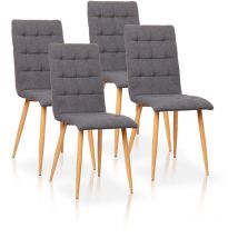 La Silla Española - Pack de quatre chaises de salle à manger de style contemporain avec assise et dossier en tissu modèle Guadix de couleur gris