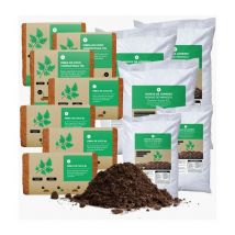 Planeta Huerto - Pack de Sustrato para Huertos Urbanos 365 - 390 Litros - Pack con 7 Bloques de Fibra de Coco y 5 Sacos de Humus de Lombriz, Ideal