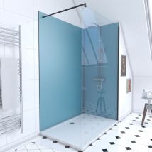 Pack Ducha 90x120 - Paneles Murales Azul/negro + Plato + Mampara 8 Mm