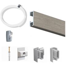 Pack Eco 1 mètre de cimaise Click Rail couleur Aluminium - Solution suspension cadres et tableaux