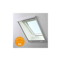 Pack éco de 2 moustiquaires à enroulement vertical pour fenêtre de toit l 60 cm x h 80 cm Alu blanc