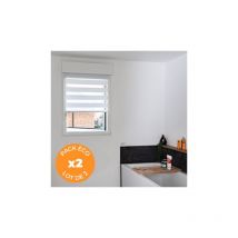Pack éco de 2 stores Jour Nuit Blanc h 150 cm sans perçage - Largeur 52 cm