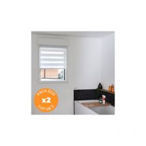 Pack éco de 2 stores Jour Nuit Blanc h 150 cm sans perçage - Largeur 32 cm