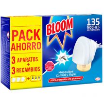 Bloom - Pack Économie Insect 3 unités. Appareil + 3 pièces de rechange pour moustiques communs et tigres