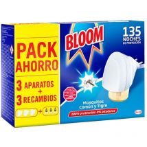 Confezione risparmio fioritura insetti 3 unità. dispositivo + 3 ricambi zanzara comune e tigre