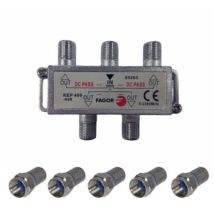 Pack Fagor Répartiteur Antenne tv ou sat 1 Entrée 4 sorties 5-2300Mhz + 5 Fiches f 7mm Haute Qualité