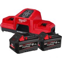 Milwaukee - Pack forge nrg M18 : 2 x batteries forge 6.0 Ah + 1 x Super chargeur double