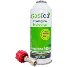 Todoelectrico - Pack Gasica D2 226g. Gas Refrigerante Orgánico Ecológico Sustituto del R12 y R134A más llave de paso para Recarga de Gas