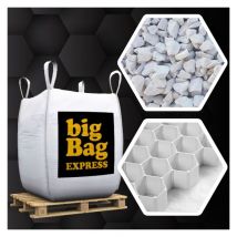 Big Bag Express - Pack Gravier Calcaire super Blanc ø 6/14 mm + Plaques Alvéolaires 15M², Big Bag de 0,9m³ (+/- 1,3T) - Livraison premium