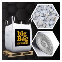 Big Bag Express - Pack Gravier Calcaire super Blanc + Géotextile = 3 Big Bag de Gravier Calcaire ø 6/14 mm (≃ 50M²) + Géotex 50m2 - Livraison premium