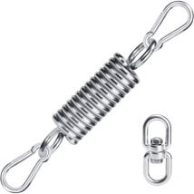 3 Pack Hammock Spring Hook and 1 360° Rotating Ring, 304 Stainless Steel Hanging Chair Spring, Outdoor Chair Swing Accessories, Spring Hook