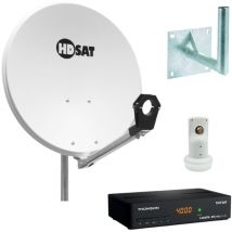 Hdsat - Pack Parabole satellite acier 60cm Support lnb + lnb Single + Décodeur Satellite hd tntsat astra + Carte + Bras coudé