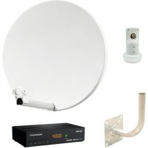 Hdsat - Pack Parabole Satellite Fibre Blanche 60cm + lnb Single + Décodeur Satellite hd tntsat astra + Carte + Bras Coudé