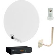 Hdsat - Pack Parabole Satellite Fibre Blanche 85 cm + lnb Single + Décodeur Satellite hd tntsat astra + Carte + Bras Coudé