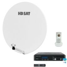 Hdsat - Pack Parabole satellite fibre composite Blanche 85cm + lnb Single + sirius 3 Récepteur tv Satellite hd + Carte