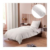 Pack Housse de couette 140 x 200 cm Gaze de coton + drap housse 90x190 Blanc