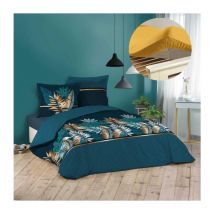 Pack housse de couette 220x240 cm Alianor + drap housse 140x190 Jaune